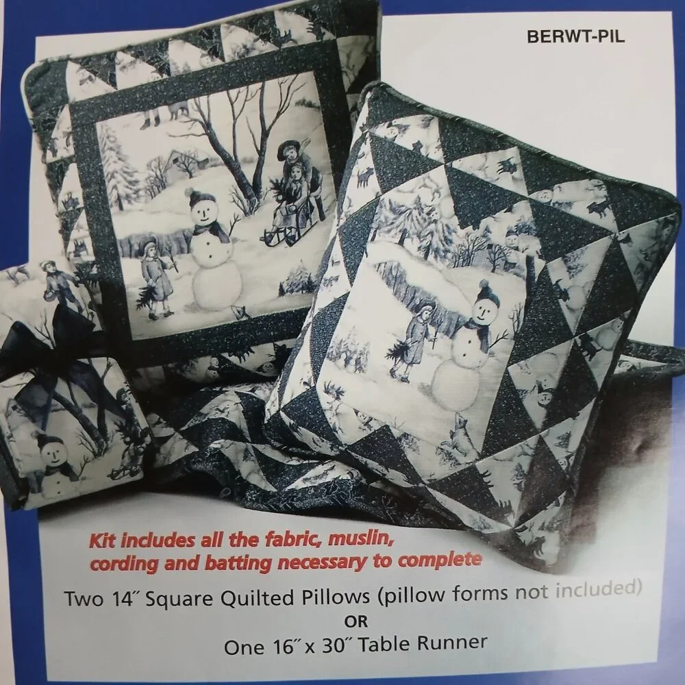 Winter Blue/Cream Pillows Or Table Runner kit by Bernina /Benartex BERWT-PIL - Picture 15 of 16